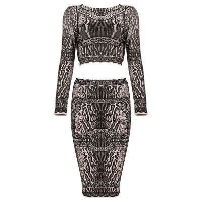 'Lisa' jungle print 2 piece bandage dress